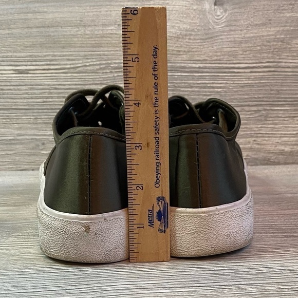 Olive satin lace up sneakers with chunky white soles size 40 Pull & Bear - Picture 6 of 13